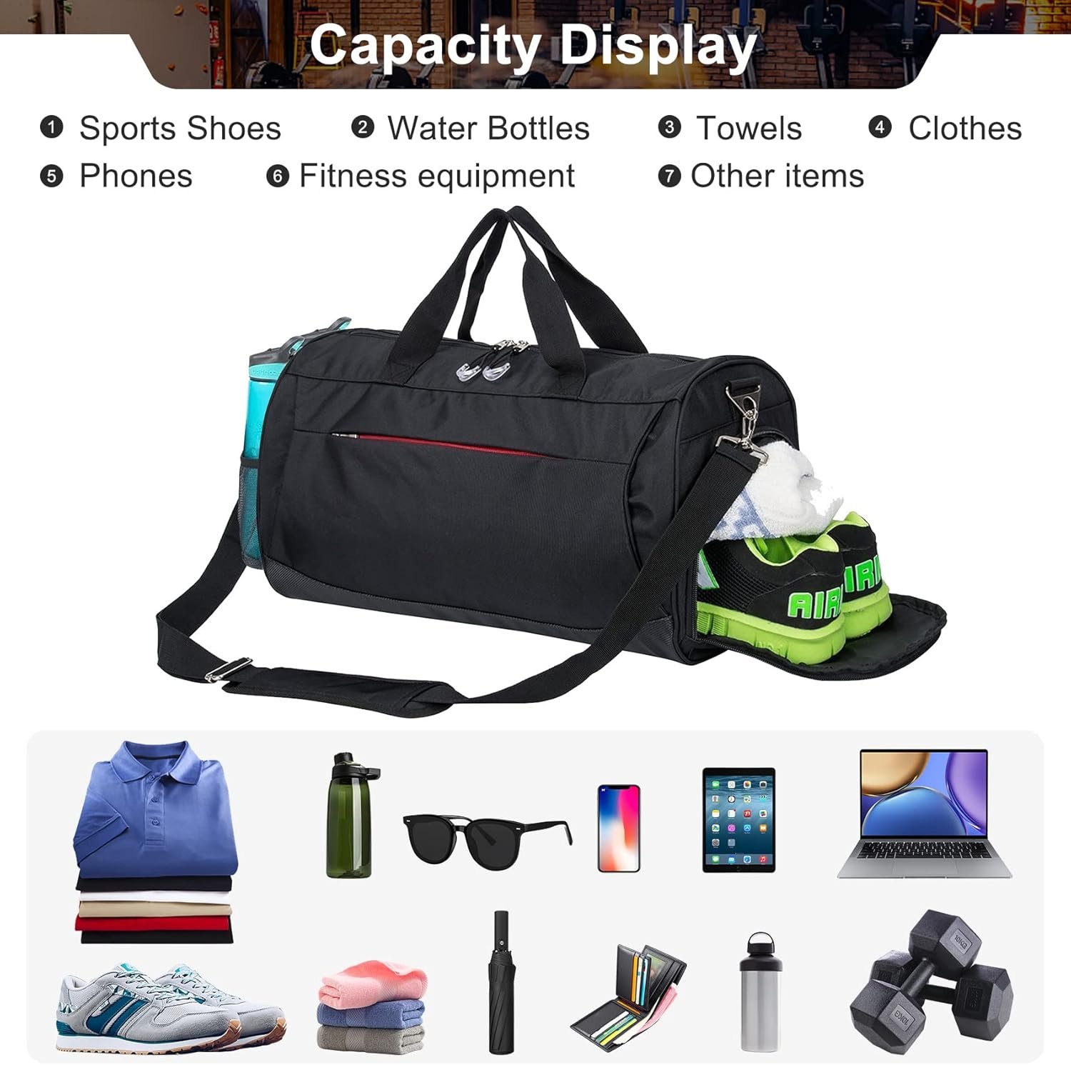 Gym Bag for Men/Women – 40L Sports & Travel Duffel Bag - Image 4
