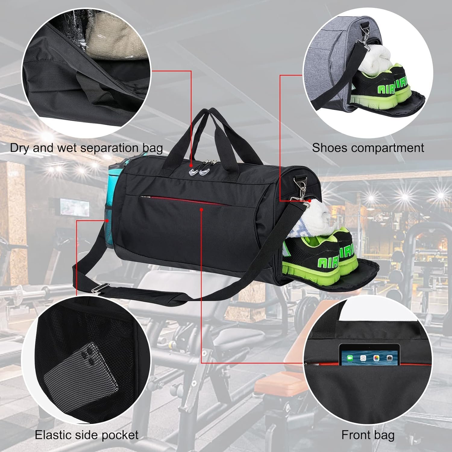 Gym Bag for Men/Women – 40L Sports & Travel Duffel Bag - Image 5
