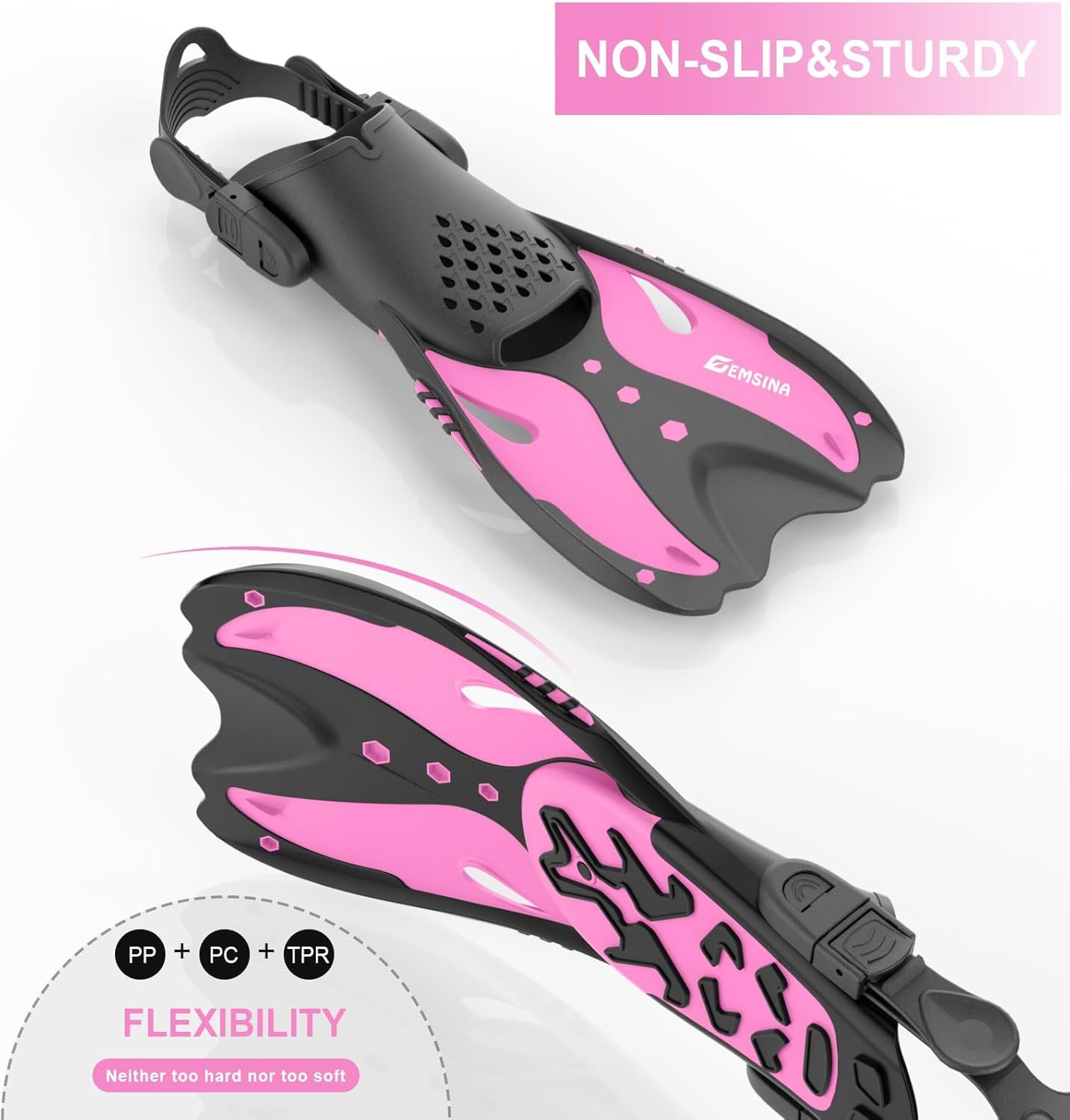 Adjustable Buckles Open Heel Swim Flippers - Image 5