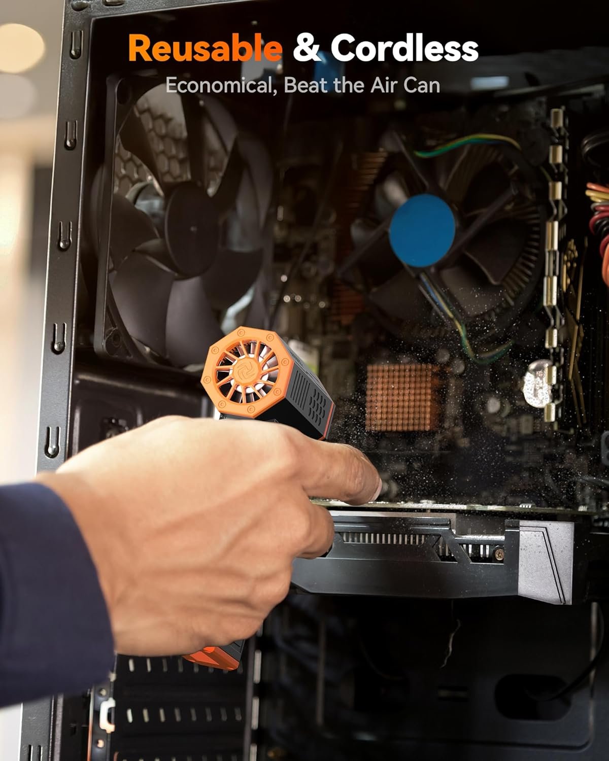 WOLFBOX MF50 Electric Air Duster-110000RPM Super Power Cordless Air Duster, 3-Gear Adjustable Mini Blower with Rechargeable Battery, Dust Blower for Computer, Keyboard, House, Outdoor and Car - Image 8